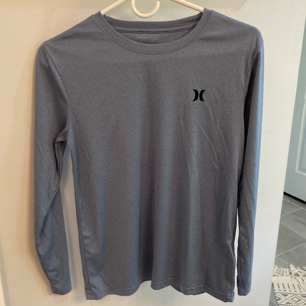 Hurley boys 14/16 long sleeve blue long sleeve rash guard Dri-Fit UPF 50+